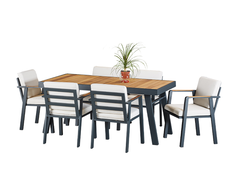 ALUMINUM DINING TABLE SET